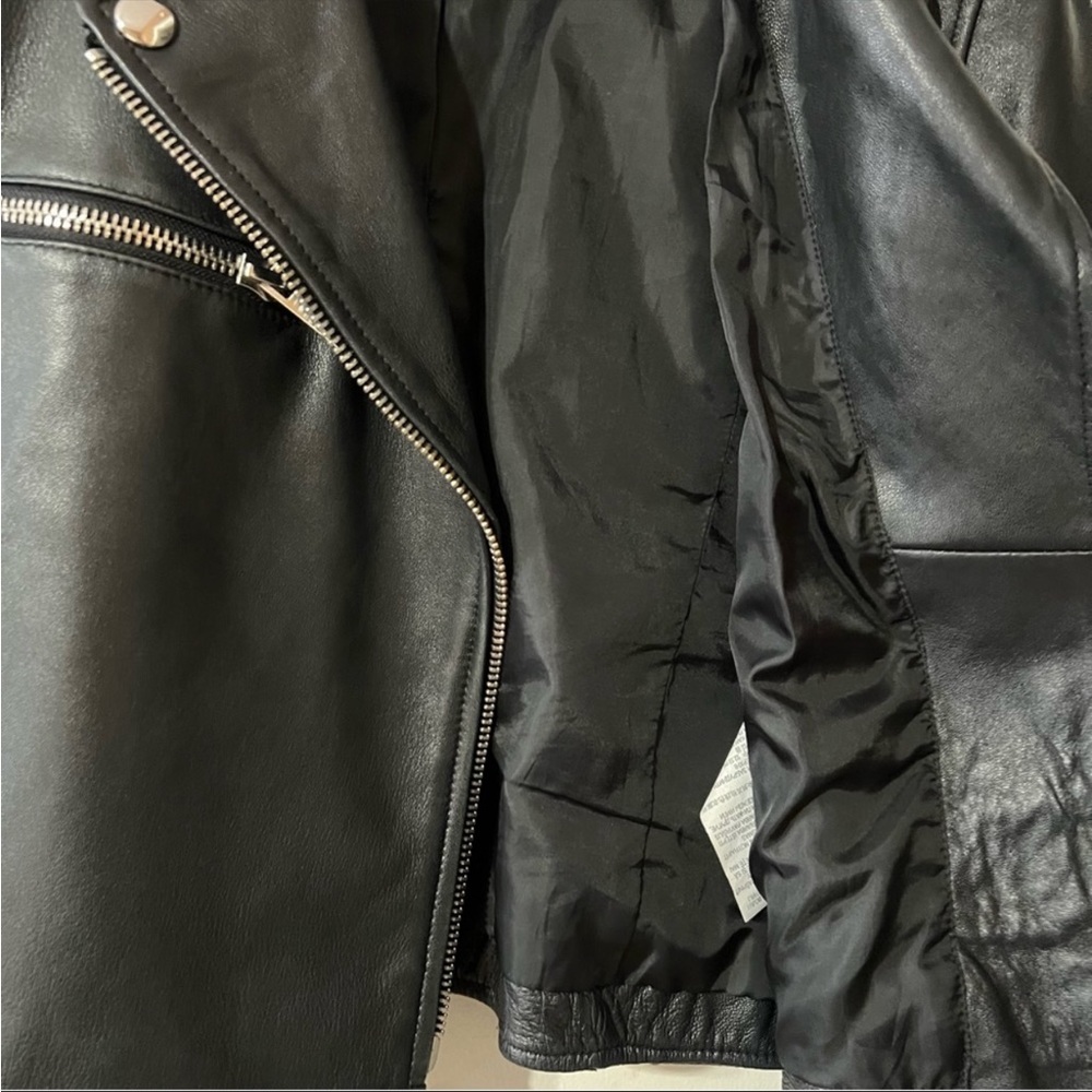 Zara leather fitted moto jacket - Picture 4 of 5